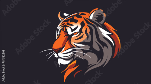 Tiger mascot gaming logo design 2d flat cartoon vac