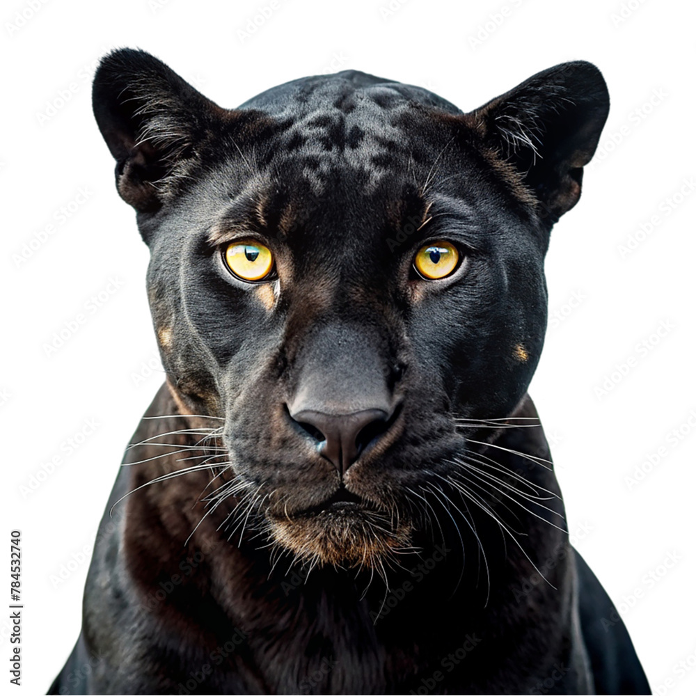 Portrait of black jaguar isolated on transparent background Portrait of black jaguar isolated on transparent background