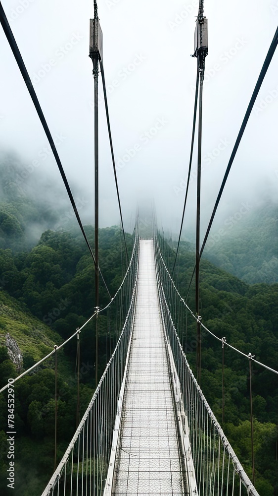 Fototapeta premium The bridge over the abyss in the fog.