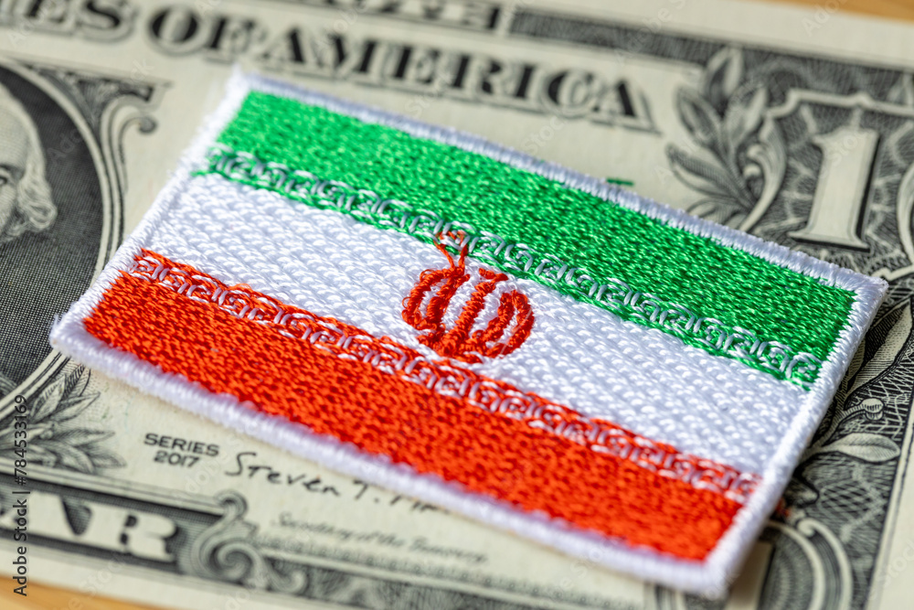 custom made wallpaper toronto digitalIran flag on the background of the US dollar, financial concept
