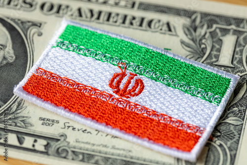 Wallpaper Mural Iran flag on the background of the US dollar, financial concept Torontodigital.ca