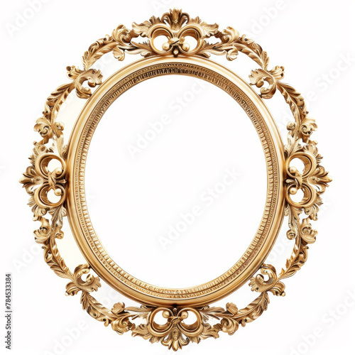 A gold framed oval mirror with a floral design © tope007