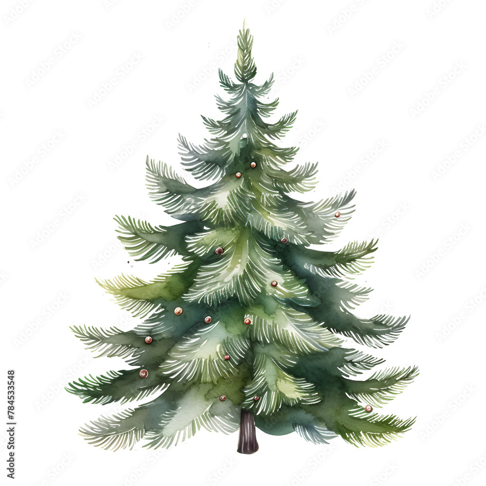 christmas tree watercolor style, illustration.