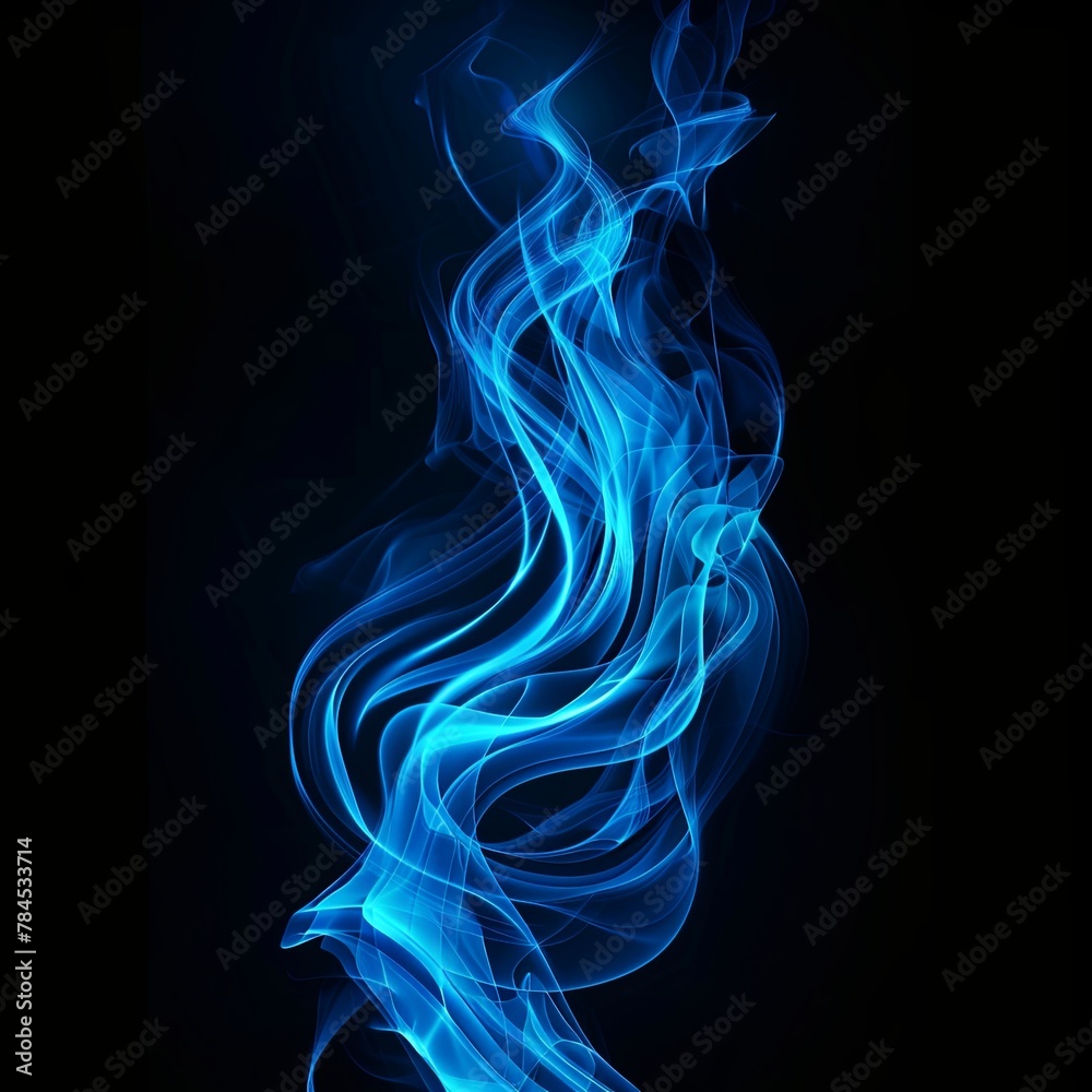 Obraz premium Abstract blue fire on black background