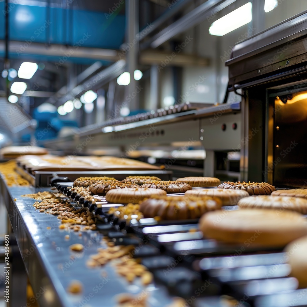 Equipment for baking, an oven, a conveyor, and production