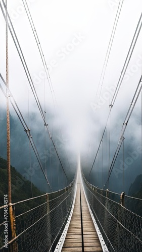 The bridge over the abyss in the fog.