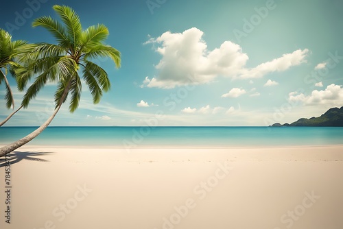 Beautiful empty tropical beach and sea landscape background
 photo