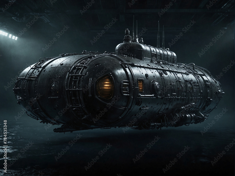 Submarine exploring the deep underwater world Submarine exploring the deep underwater world