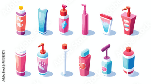 Toothpaste icons set. Isometric set of toothpaste v