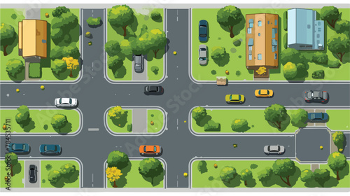 Top view of city elements for scheme vector illustration