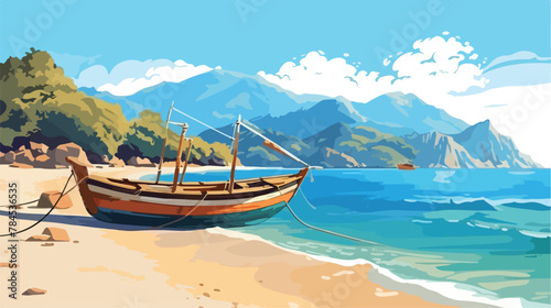 Touristic boats on the shore on wonderful beach on © zoni