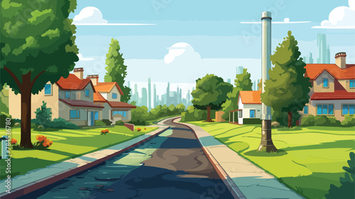 Town street with underground pipeline system. vector