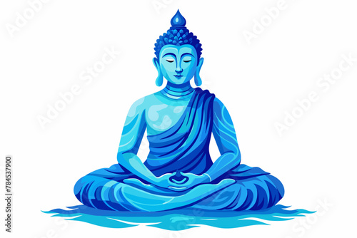 watercolor blue buddha watercolor illustration on white background