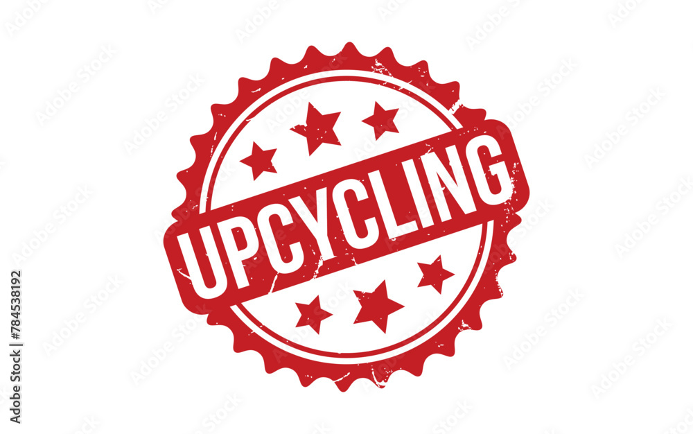 Upcycling Stamp. Red Upcycling Rubber grunge Stamp Upcycling Stamp. Red Upcycling Rubber grunge Stamp