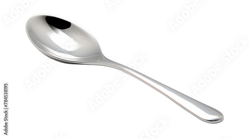 Stainless steel soup spoon isolated on white background