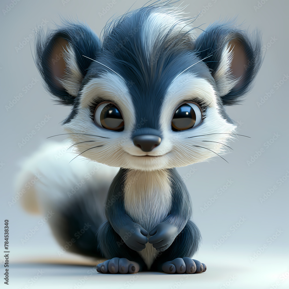 A cute and happy baby skunk 3d illustration A cute and happy baby skunk 3d illustration