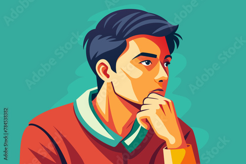 A person in a thoughtful pose with their hand