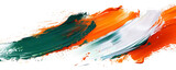  Abstract orange and green splash varnish brush stroke oil paint smear line on white background. generative ai