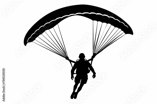 paraglider-black-silhouette-on-white-background
