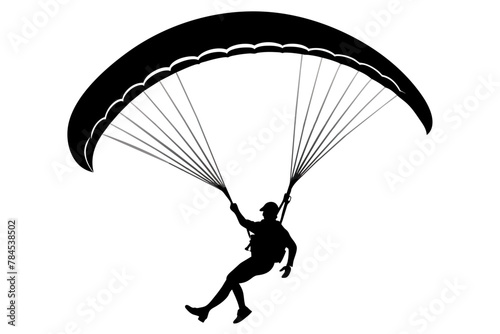 Fototapeta Naklejka Na Ścianę i Meble -  paraglider-black-silhouette-on-white-background