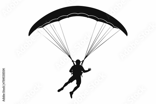 paraglider-black-silhouette-on-white-background