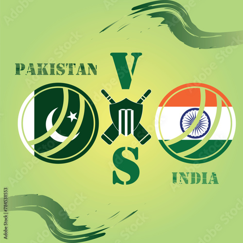 Pakistan vs India Cricket Match concept with flag and cricket ball. Creative illustration of participant countries flags with gradient background. Pakistan vs India Cricket Match Social Media Post.