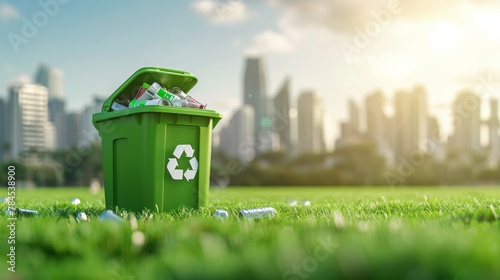 green bin in green land scape city