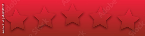 Red 5 star icon. Customer feedback concept. Vector 5 token points stars rating review. Quality shape design. Vector five stars.