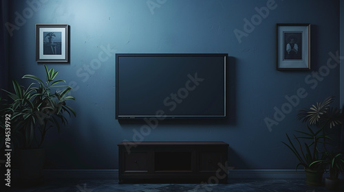 modern living room interior designwith mockup tv screen photo