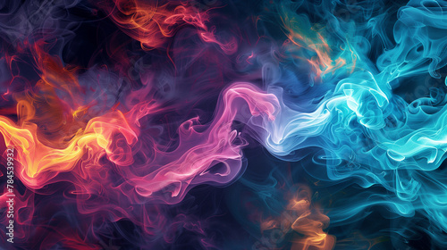 abstract colorful smoke on the black background