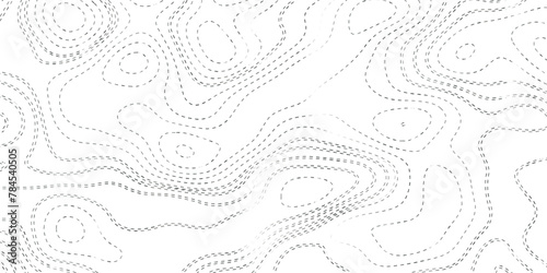 Gray topographic line contour map background, geographic grid map, Terrain topography. Dark seamless design. Ravishing isolines pattern. Vector illustration.