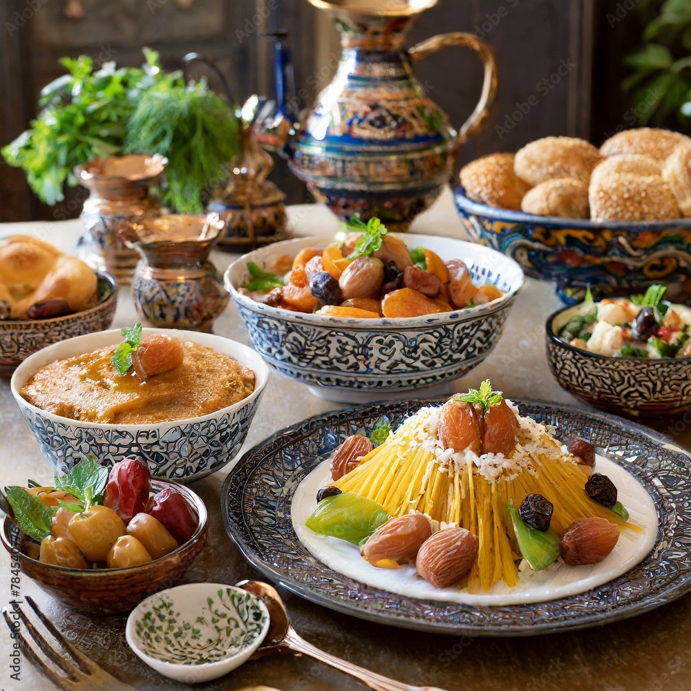 Moroccan Feast: Family Gathering Around the Table Moroccan Feast: Family Gathering Around the Table