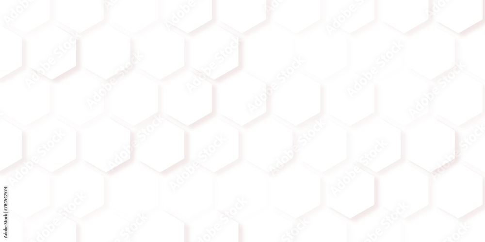 Fototapeta premium Seamless pattern of the hexagonal netting, Abstract white vector wallpaper with hexagon grid.