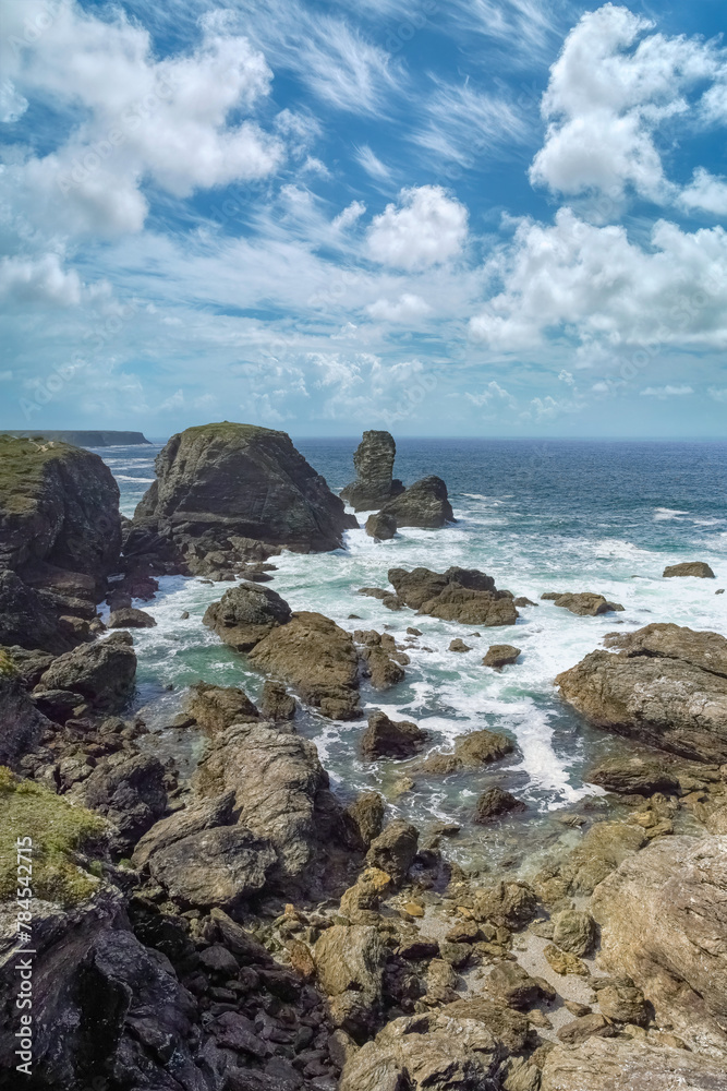BelleIle in Brittany, seascape with rocks and cliffs on the Cote