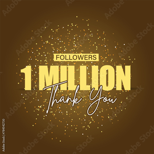 1 Million followers thankyou  design with gold sparkles 