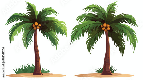 Tropical plam trees icon isolated 2d flat cartoon v