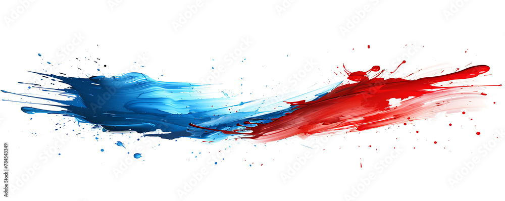 Abstract splash blue red and white brush stroke oil paint smear line on white background. generative ai Abstract splash blue red and white brush stroke oil paint smear line on white background. generative ai