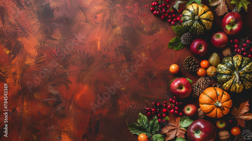 Autumn Thanksgiving Colorful Setting Background with open copy space 