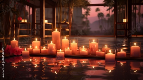 scène zen, bougies et nénuphar, bien-être, relaxation et spa, généré par IA