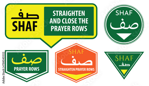 set of shaf sign for mosque or prayer room isolated. 3d Illustratio