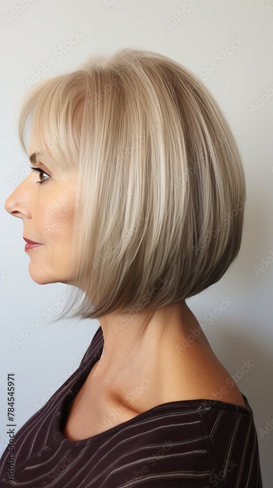 Fototapeta premium A blonde woman with a short bob haircut