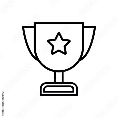 Trophy Lineal Icon Symbol Vector. Black Outline Trophy Icon