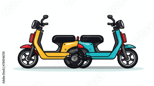 Two wheeled battery powered electric vehicle icon.