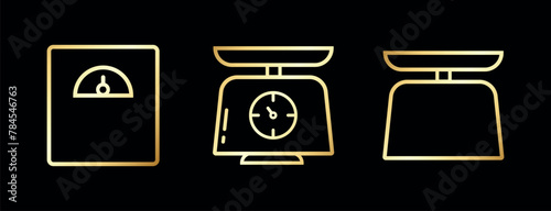 Golden Weighing Scale Icon Vector Illustration