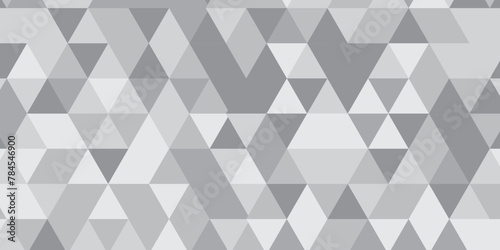 Abstract geometric white and gray background seamless mosaic and low polygon triangle texture wallpaper. Triangle shape retro wall grid pattern geometric ornament tile vector square element.