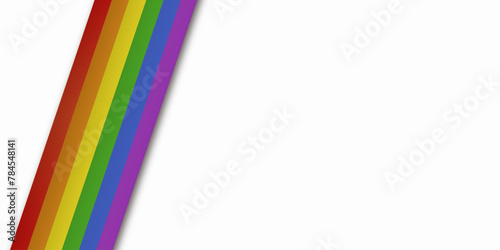 Abstract geometric red, orange, yellow, green, blue and purple ribbon lgbtq color isolated background. Lgbt Pride History Month color background with copy space for text. Vector illustration.