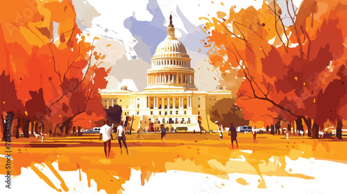 US Capitol Building in Autumn Washington DC Unite