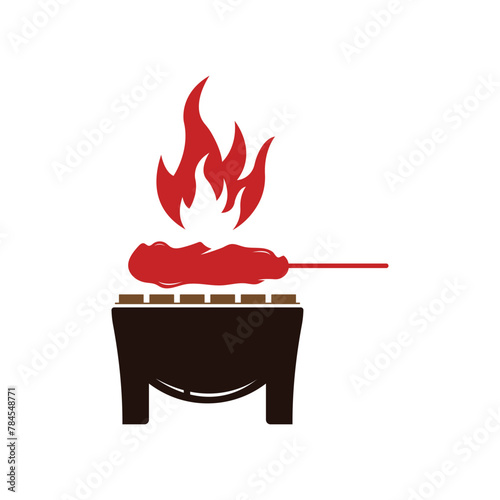 satay logo design template for your business food, restaurant and barbecue