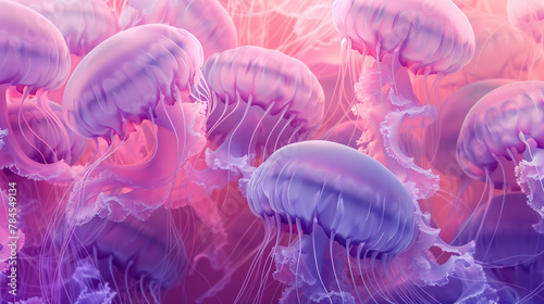 Many jellyfish pattern pink and purple gradient © Ummeya