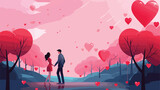 Valentines day background 2d flat cartoon vactor illustration